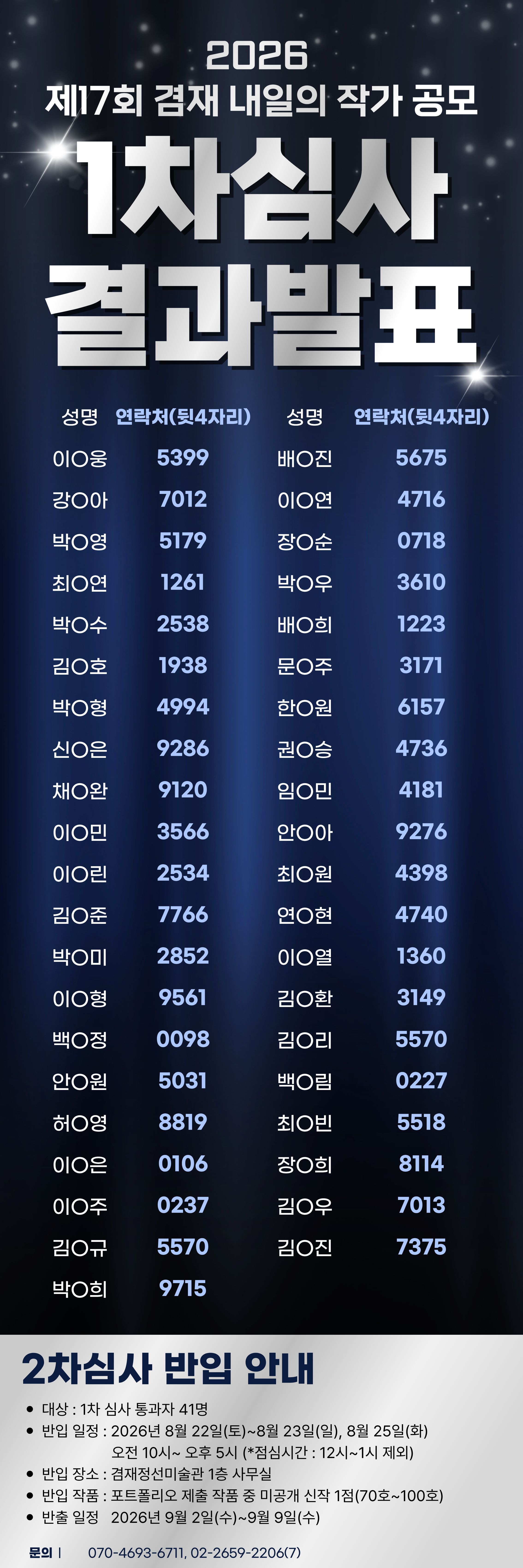 [심사결과공고] 2026 제17회 겸재 내일의 작가 공모 1차 심사 결과 발표